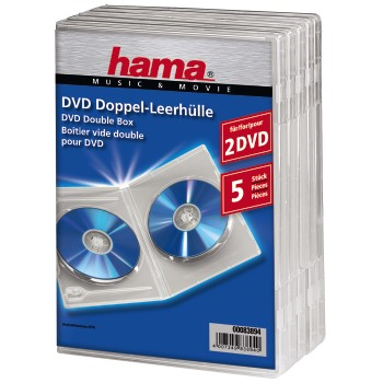 Hama Standard Double, obal na 2 DVD, s fóliou, priehľadný, balenie 5 ks (cena za balenie) Hama Standard Double, obal na 2 DVD, s fóliou, priehľadný, balenie 5 ks (cena za balenie)