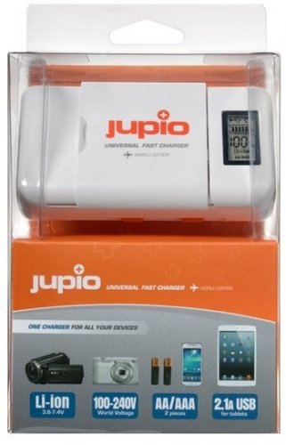 Jupio Universal-Schnellladegerät LCD-Version (Li-Ion + AA/AAA + 2,1 Ah USB / World Edition)