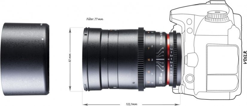Walimex pro 135mm T2,2 Video DSLR Objektiv für Canon EF