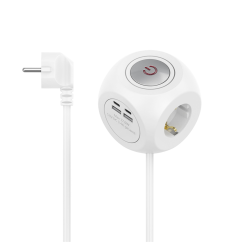 Hama predlžovací prívod kocka, 3x zásuvka schuko, 2x USB-C, 2x USB-A, 1,4 m