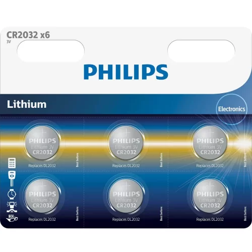 Philips Lithium-Knopfzellenbatterien CR2032 (6 Stück)
