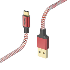 Hama kábel Reflective USB-C 2.0 typ A-C 1,5 m, červená