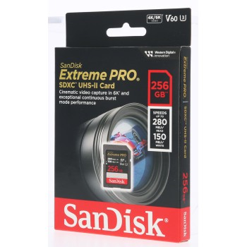 SanDisk Extreme PRO 256 GB V60 UHS-II SD cards, 280/150 MB/s,V60,C10,UHS-II SanDisk Extreme PRO 256 GB V60 UHS-II SD cards, 280/150 MB/s,V60,C10,UHS-II
