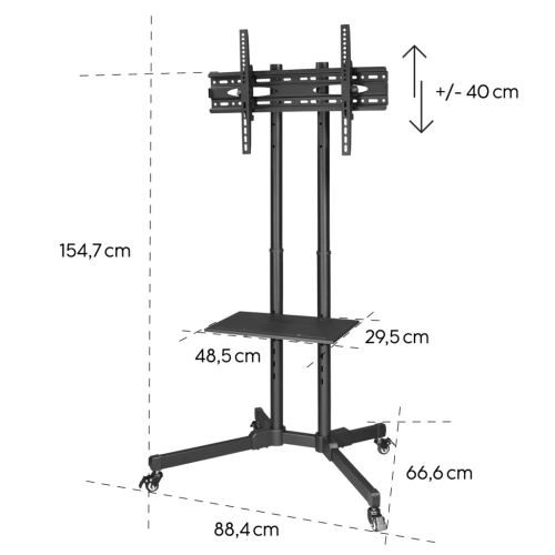 Hama podlahový TV stojan Trolley, pojazdný, 600x400