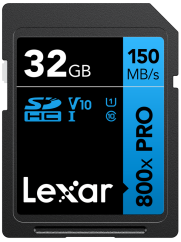 Lexar SDHC 800x Pro UHS-I cards, C10 (V10) U1, R150, 32GB