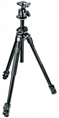 Manfrotto MK290DUA3-BH, 290 Dual Alu 3-Section Tripod Kit with 4