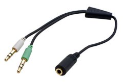 Reduktor Roline audio 4-pólusú jack3,5(F) -> 2x jack 3,5(M), 39cm-es kábel