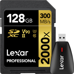 Lexar SDXC Pro 2000X UHS-II U3 R300/W260 (V90) 128GB - incl FOC cardreader/LRW450 (CHRISTMAS DEAL)