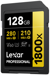 Lexar SDXC Pro 1800x U3 UHS-II R280/W210 (V60) 128GB