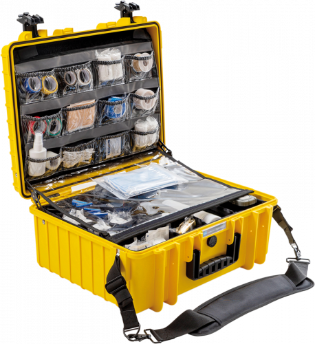 B&W Outdoor Koffer Type 6000 mit medizinischem Notfall-Kit Gelb