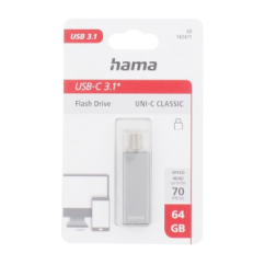 Hama USB flash disk UNI-C Classic, USB-C 3.1, 64 GB, 70 MB/s