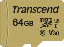 Transcend Gold 500S microSD w/adp (V30) R95/W60 64GB