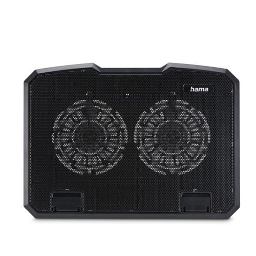 Chladicí stojan Hama pro notebook Black Metal, naklápěcí, 2 ventilátory, modré podsvícení, tichý Chladicí stojan Hama pro notebook Black Metal, naklápěcí, 2 ventilátory, modré podsvícení, tichý