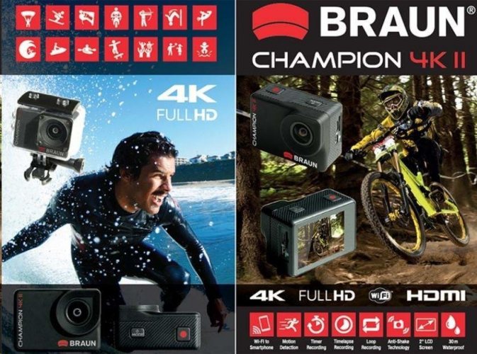 Braun Champion III 4K Action WiFi Cam + Underwater Case