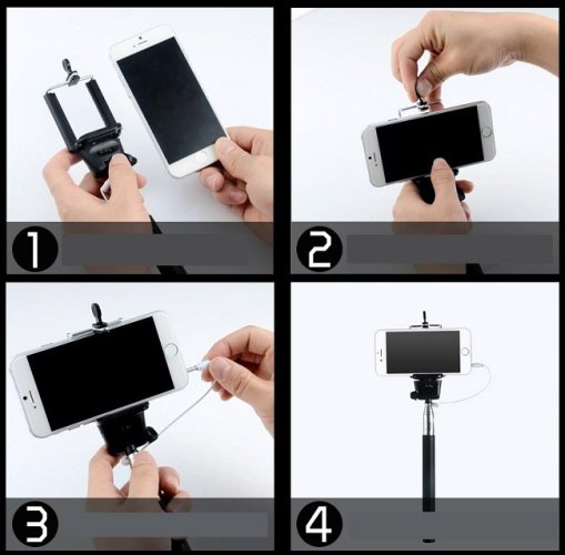 Selfie pod s kabelem, bez Bluetooth
