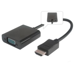 Prevodník HDMI na VGA se zvukem 3,5mm stereo jack černý