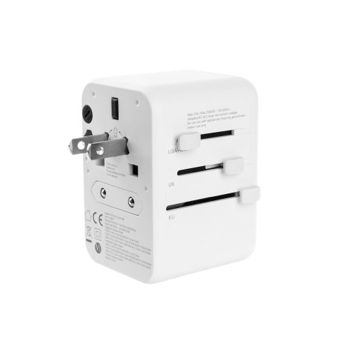 Adaptér FIXED Cestovné pre EÚ, UK a USA/AUS, s 3xUSB-C a 2xUSB výstupom, GaN, PD 65W, biely Adaptér FIXED Cestovné pre EÚ, UK a USA/AUS, s 3xUSB-C a 2xUSB výstupom, GaN, PD 65W, biely