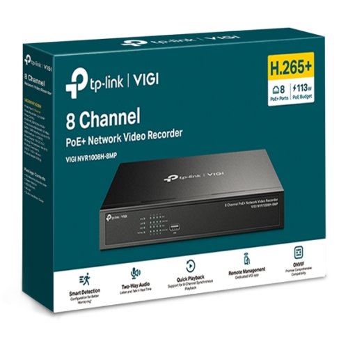 TP-Link VIGI NVR1008H-8MP 8 channels, 8x Lan with PoE, 2x USB