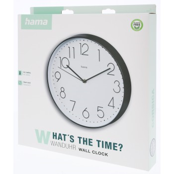 Hama Corsica, nástěnné hodiny, průměr 30 cm, tichý chod, bílá/černá