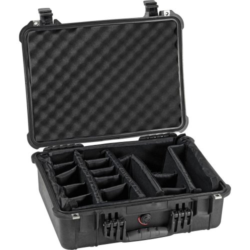 Peli™ Case 1520 Koffer mit verstellbaren Klettverschlussfächern (Schwarz)