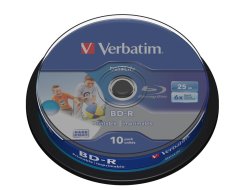 Médium Verbatim BD-R 25GB 6x HTL WIDE PRINTABLE spindle 10pck/BAL