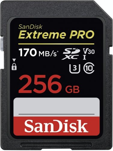 SanDisk Secure Digital 256GB Extreme Pro, SDXC 170MB/s Class 10 UHS-1 U3 V30