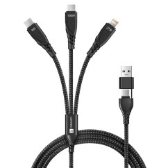 Kábel CONNECT IT Wirez 6in1 2x USB-C, 1x Lightning, 1,25 m, ČERNÝ 2x USB-C, 1x Lightning, 1,25 m, čierny