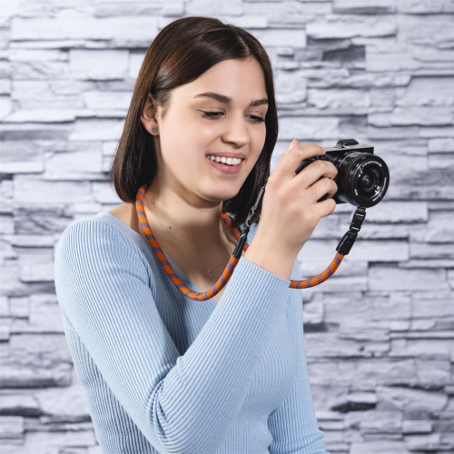 Hama Braid 120, popruh na fotoaparát, délka 120 cm, oranžovo/modrý