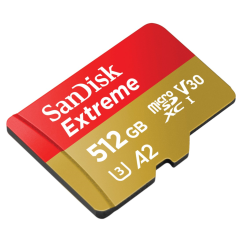 SanDisk Extreme microSDXC 512 GB + SD Adapter 190 MB/s and 130 MB/s A2 C10 V30 UHS-I U3