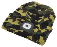 LED čelovka Cattara čiapka ARMY s LED svietidlom USB nabíjanie