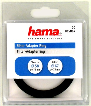 Hama Filter Adapter Ring, Lens 58mm/Filter 67mm (Step-Up)