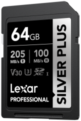 Lexar SDXC Professional SILVER Plus 1066x UHS-I/U3/A2/4K R205/W100 (V30) 64GB