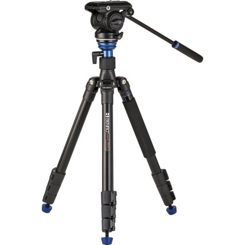 Benro Reverse-Folding Aluminum Travel Tripod A2883F with Fluid Video Head S4Pro | Maximum Height 165 cm | Payload 4 kg | Convertible to Monopod