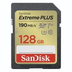 SanDisk Extreme PLUS 128GB SDXC pamäťová karta 90MB/s a 90MB/s, UHS-I, Class 10, U3, V30