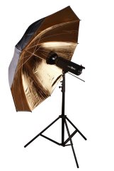 Studiový deštník 153cm zlatý/černý