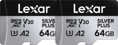 Lexar microSDXC Silver Plus 1066x UHS-I/U3/A2/4K R205/W100 (V30) 64GB - 2pack