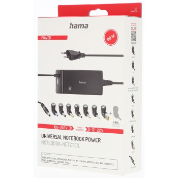 Hama univerzálny napájací adaptér pre notebook, 12-22 V, 90 W