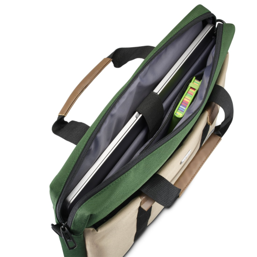 Hama Silvan, brašna na notebook, pro 40-41 cm (15,6-16,2"), recyklovaný polyester, béžová/zelená
