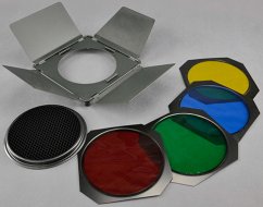 Klapky s farebnými filtrami a voštinou pre štúdiové svetlá 18-21cm