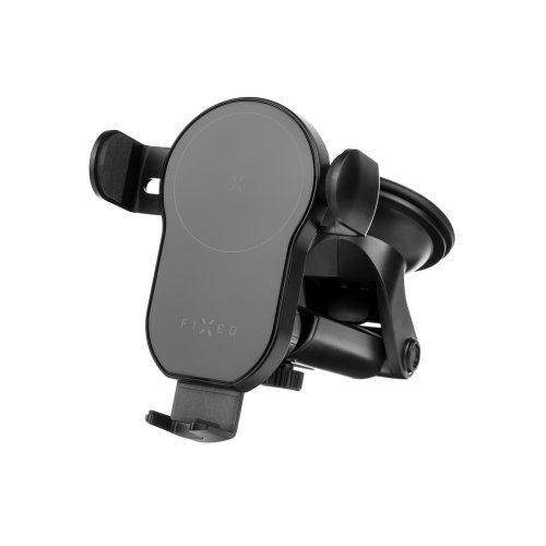 FIXED Matic XL držák pro rychlé bezdrátové nabíjení na sklo nebo palubní desku, 15 W, černý