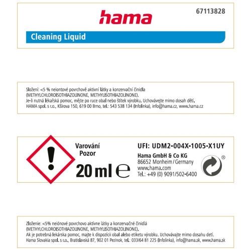 Hama čistiace CD, s čistiacou kvapalinou a úložným obalom