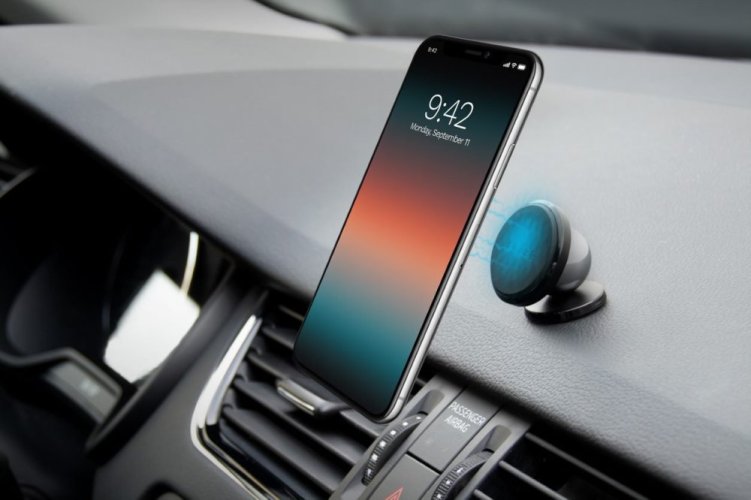 Mágneses tartó FIXED Icon Flex mini a műszerfalon, fekete színben