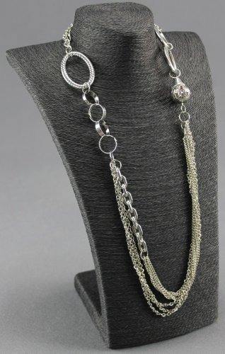 Neckline jewelry display, black strings, 36cm