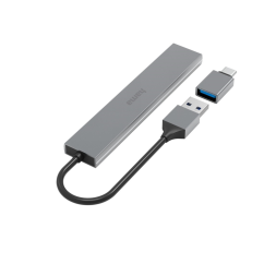 Hama USB hub, 4 porty, USB 3.2, 5 Gb/s, Ultra Slim, adaptér USB-C