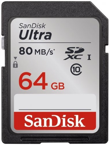 SanDisk Secure Digital 64GB ULTRA CLASS 10 UHS1, SDXC 80MB/s