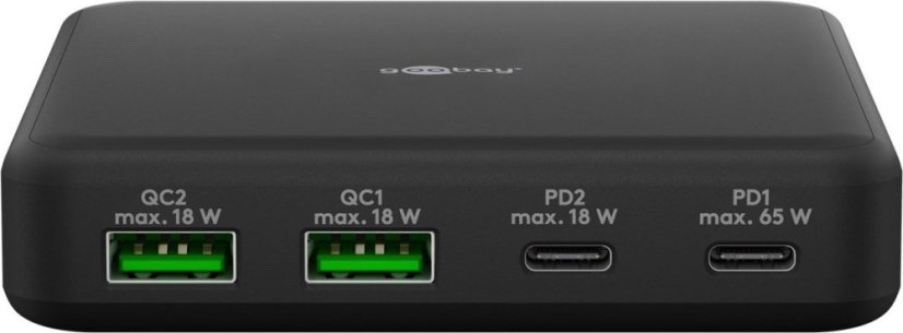 Adaptér USB-C™ PD GaN (65 W) 2x USB-C (Power Delivery) a 2x USB-A (Quick Charge 3.0) Adaptér USB-C™ PD GaN (65 W) 2x USB-C (Power Delivery) a 2x USB-A (Quick Charge 3.0)