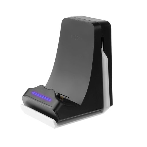 Dokovací stanice FIXED pro ovladač DualSense PlayStation 5 s háčkem na sluchátka, sklopná, černobílá