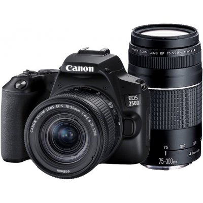 Canon EOS 250D černé + EF-S 18-55 DC + EF 75-300 DC