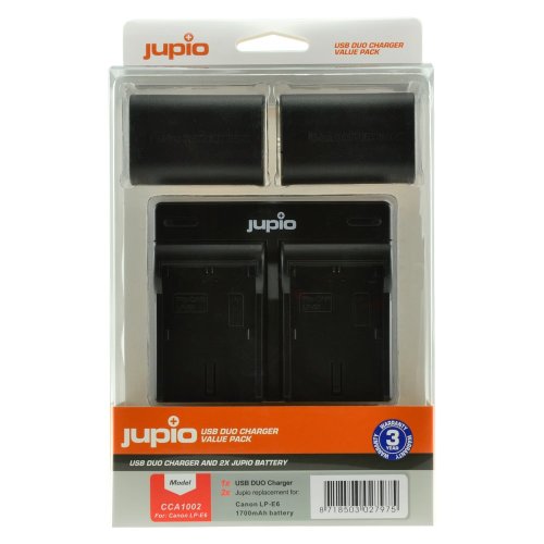 Jupio set 2x LP-E6 pro Canon, 1700 mAh + USB Duální nabíječka