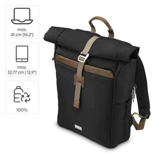 Hama Silvan, batoh na notebook do velikosti 16,2" (41 cm), recyklovaný polyester, černý